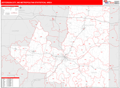 Jefferson City Metro Area Digital Map Red Line Style